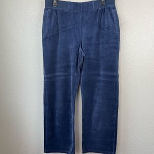 Sag Harbor Sport Navy Blue Velour Casual Pants Size Petite Large EUC